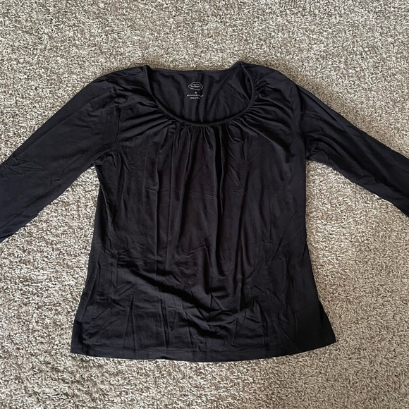 Talbots Rayon 3 Quarter Sleeve Black Top Women’s Size Medium Round Neck Blouse - Picture 1 of 4